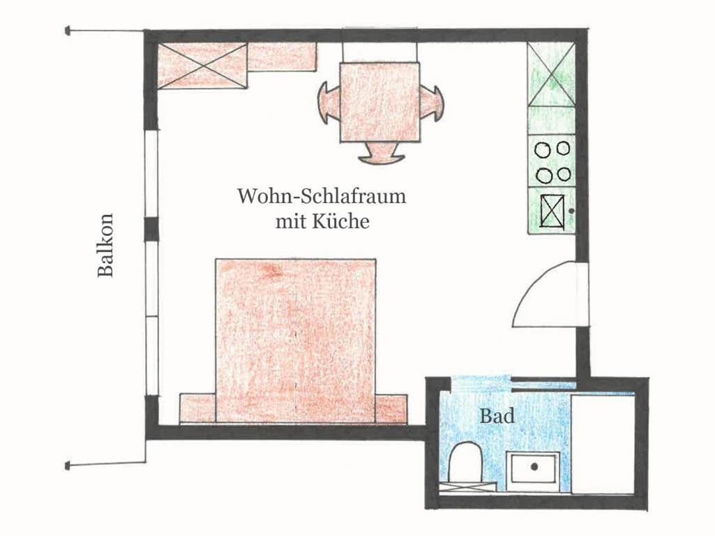 Studio mit Balkon